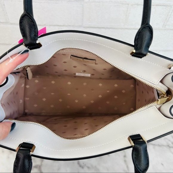 Kate Spade Staci Warm Beige Colorblock Large Satchel Crossbody - Picture 8 of 11